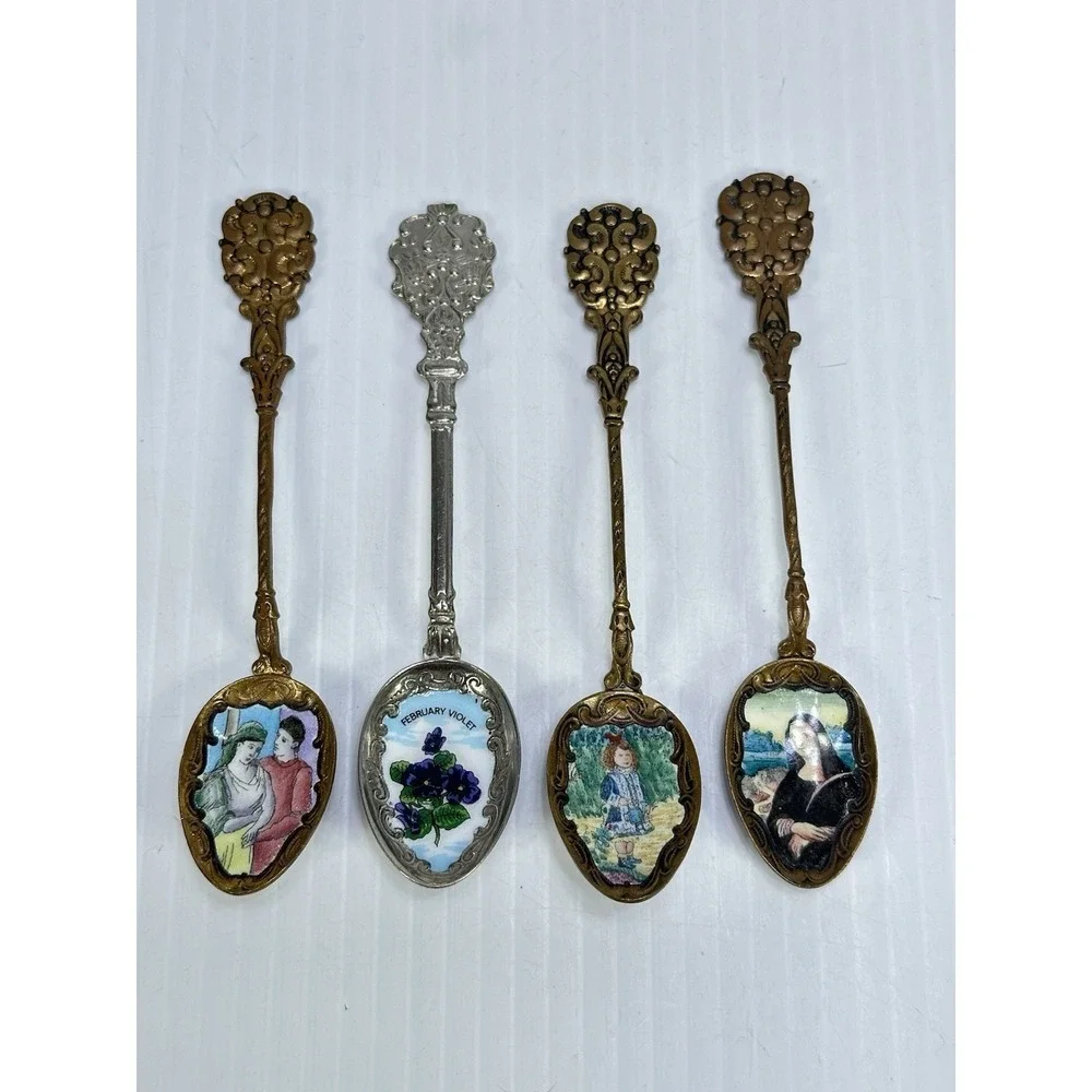 4 Vintage Enamel Spoons 3 From Czechoslovakia 1 From Klepa Arts Germany